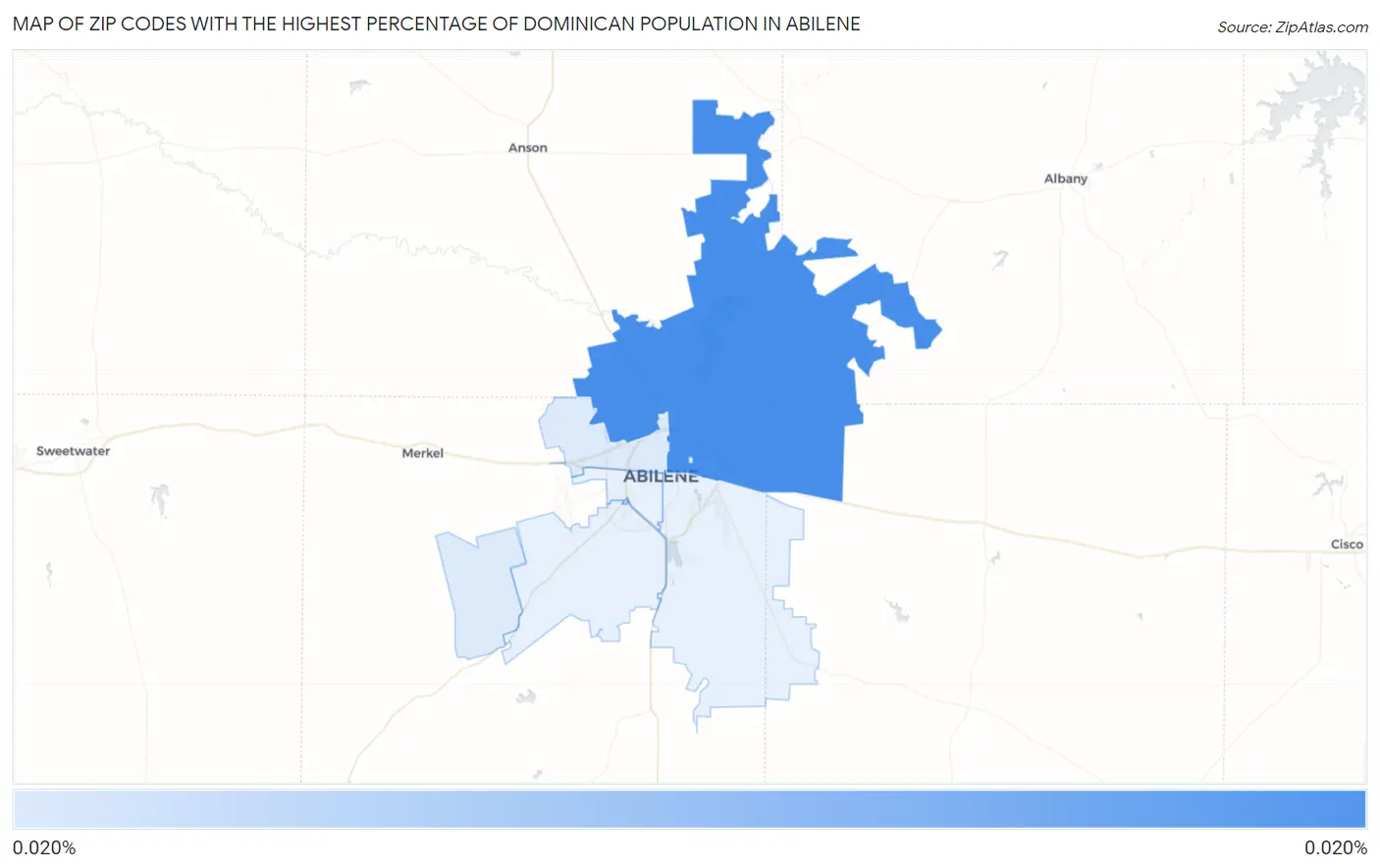 Zip Codes with the Highest Percentage of Dominican Population in Abilene Map
