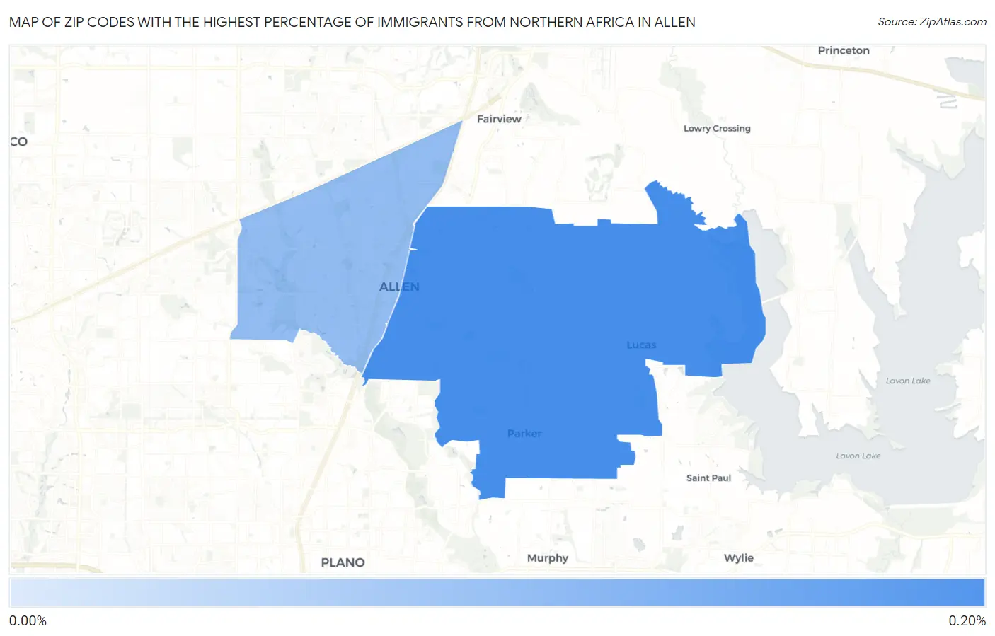 Zip Codes with the Highest Percentage of Immigrants from Northern Africa in Allen Map