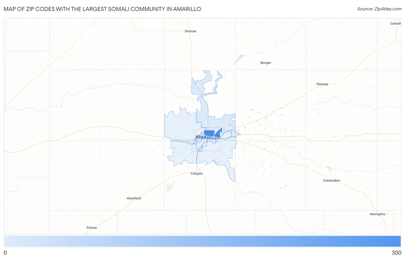 Zip Codes with the Largest Somali Community in Amarillo Map