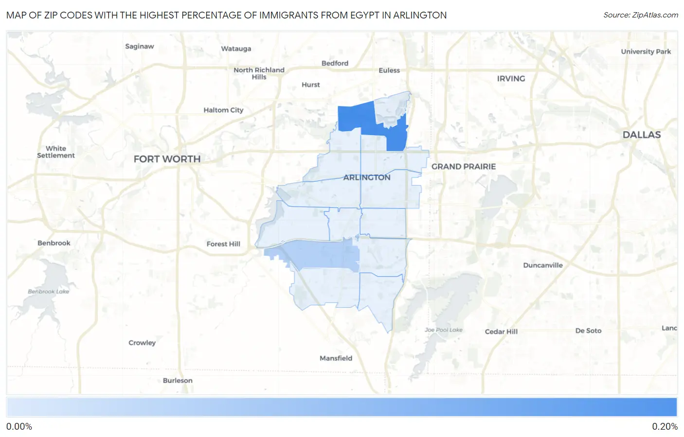 Zip Codes with the Highest Percentage of Immigrants from Egypt in Arlington Map