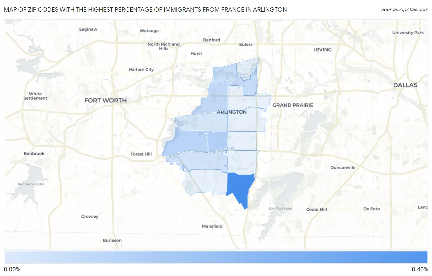 Zip Codes with the Highest Percentage of Immigrants from France in Arlington Map