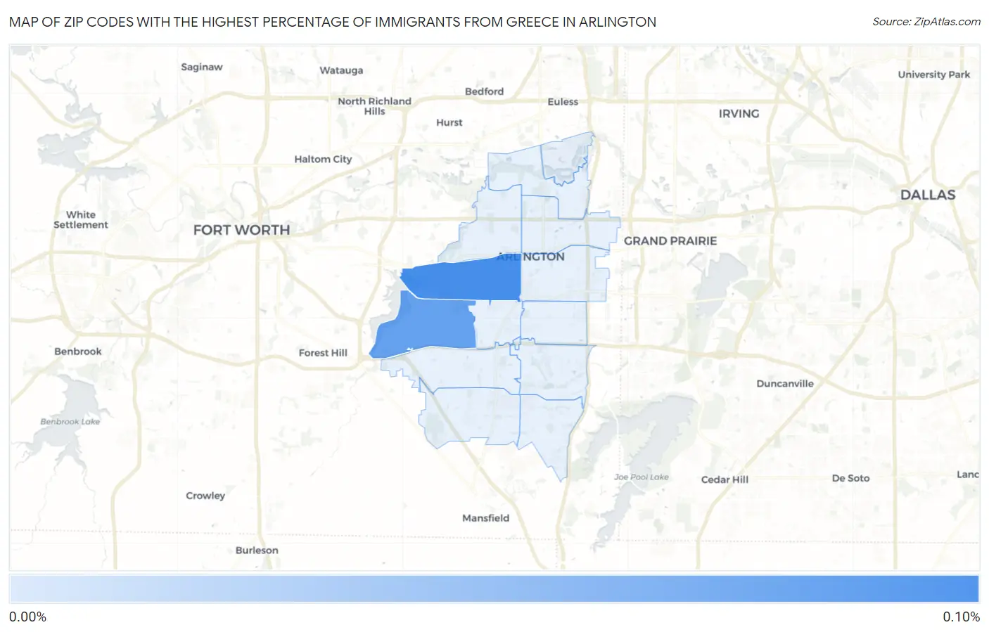 Zip Codes with the Highest Percentage of Immigrants from Greece in Arlington Map