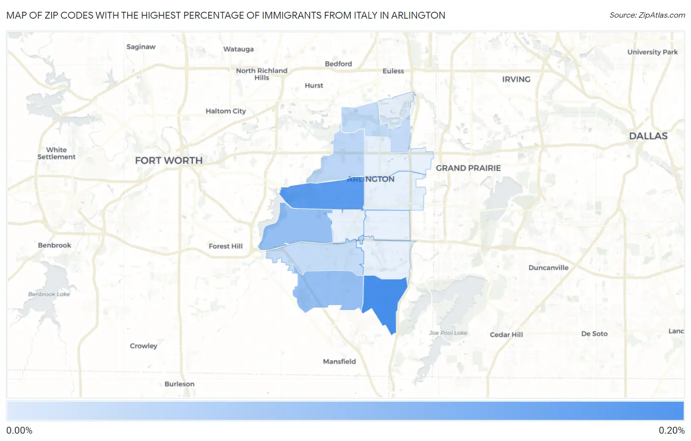 Zip Codes with the Highest Percentage of Immigrants from Italy in Arlington Map