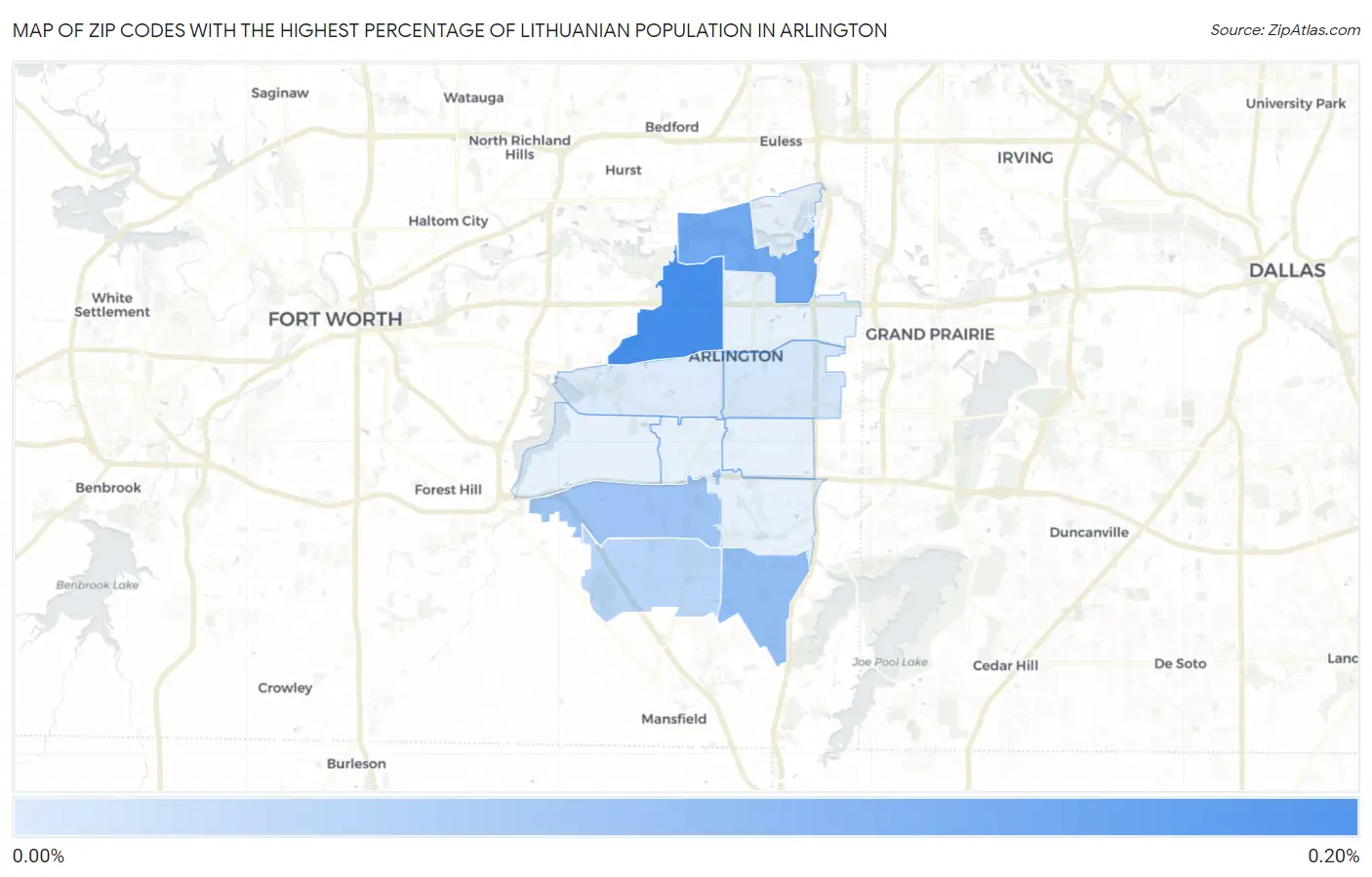 Zip Codes with the Highest Percentage of Lithuanian Population in Arlington Map