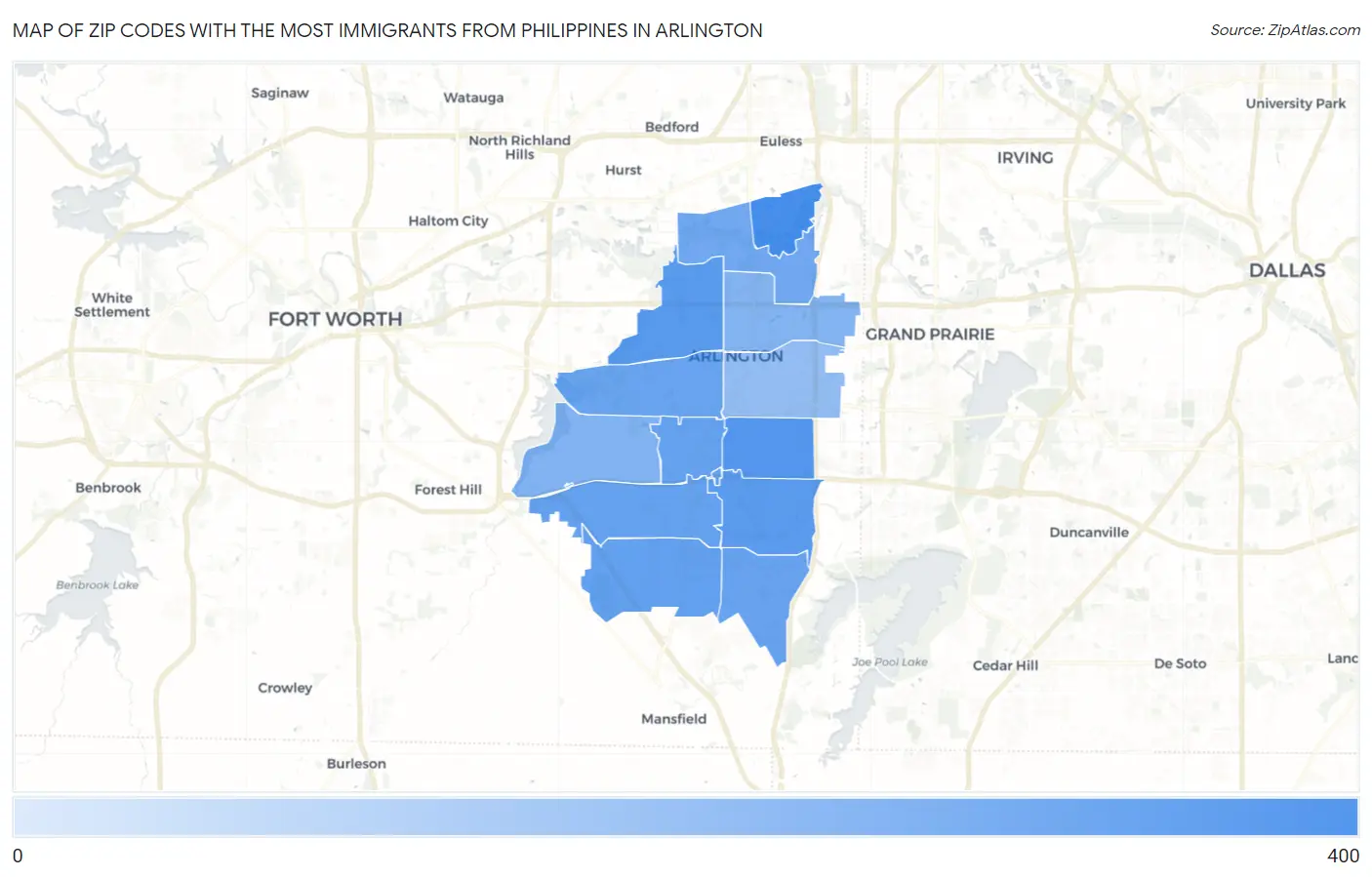 Zip Codes with the Most Immigrants from Philippines in Arlington Map