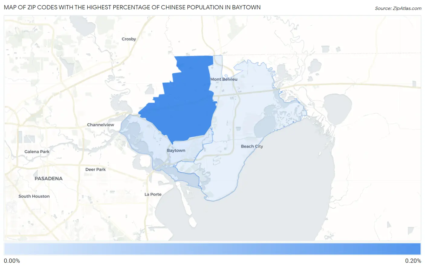 Zip Codes with the Highest Percentage of Chinese Population in Baytown Map