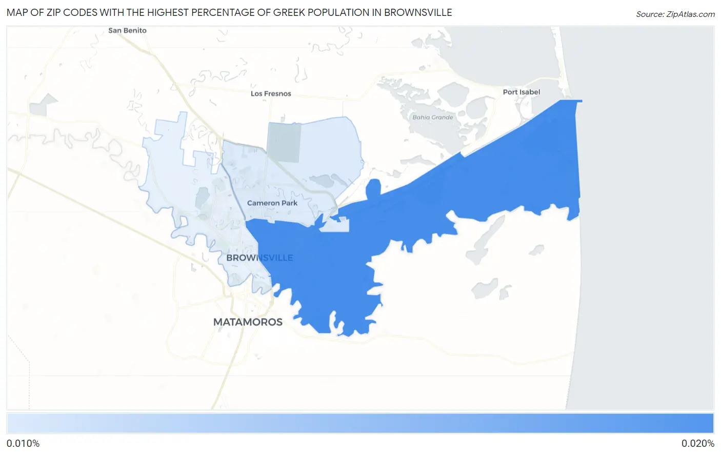 Zip Codes with the Highest Percentage of Greek Population in Brownsville Map