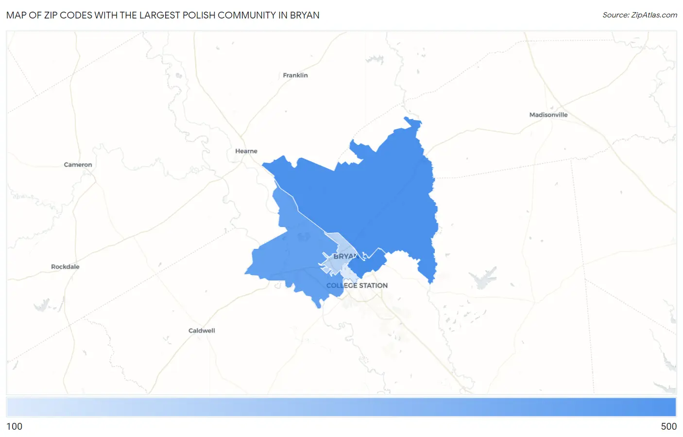 Zip Codes with the Largest Polish Community in Bryan Map