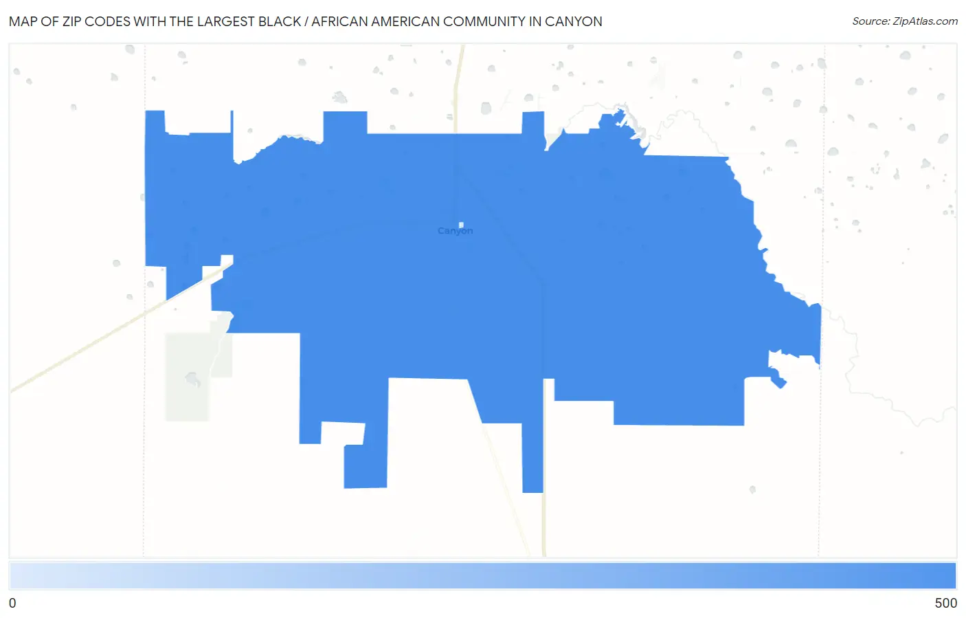 Zip Codes with the Largest Black / African American Community in Canyon Map