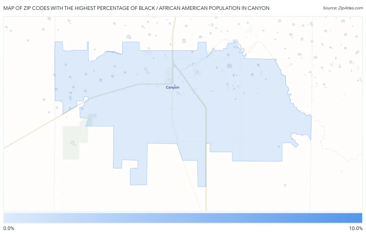 Zip Codes with the Highest Percentage of Black / African American Population in Canyon Map