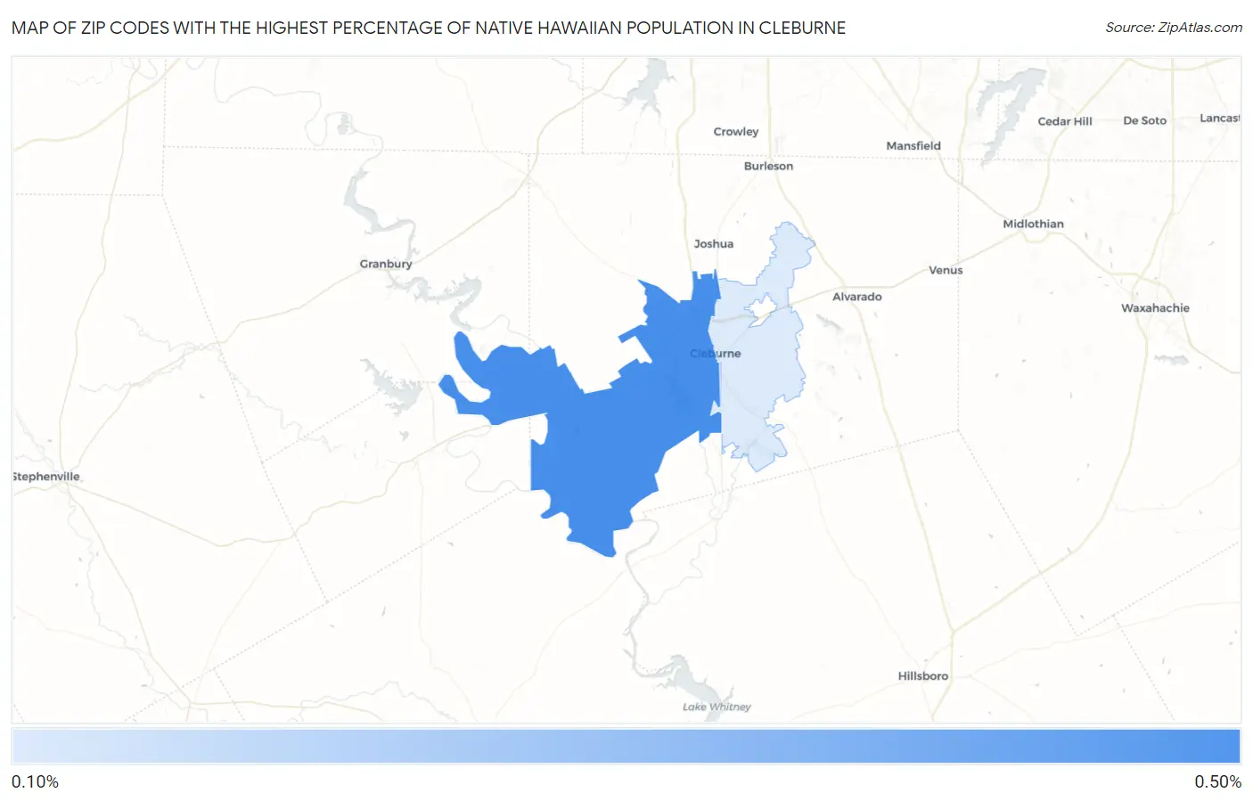Zip Codes with the Highest Percentage of Native Hawaiian Population in Cleburne Map