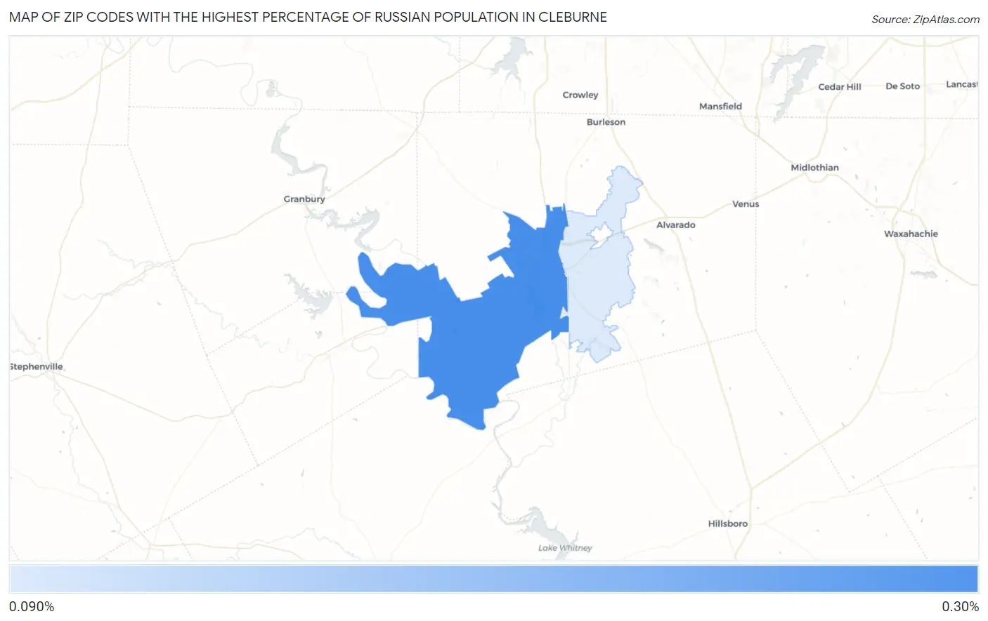 Zip Codes with the Highest Percentage of Russian Population in Cleburne Map