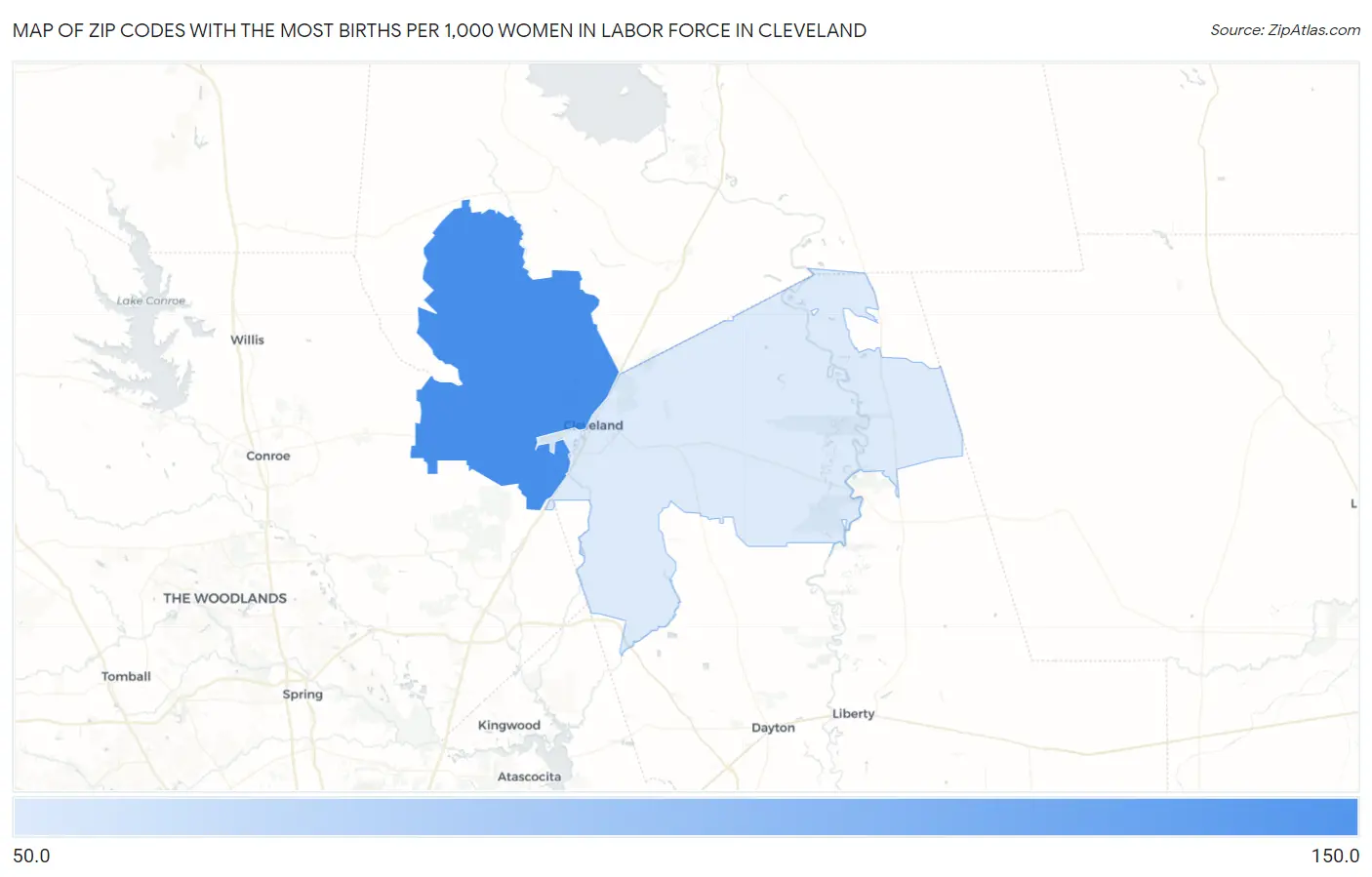 Zip Codes with the Most Births per 1,000 Women in Labor Force in Cleveland Map