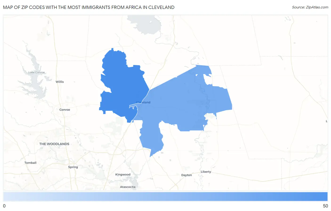 Zip Codes with the Most Immigrants from Africa in Cleveland Map