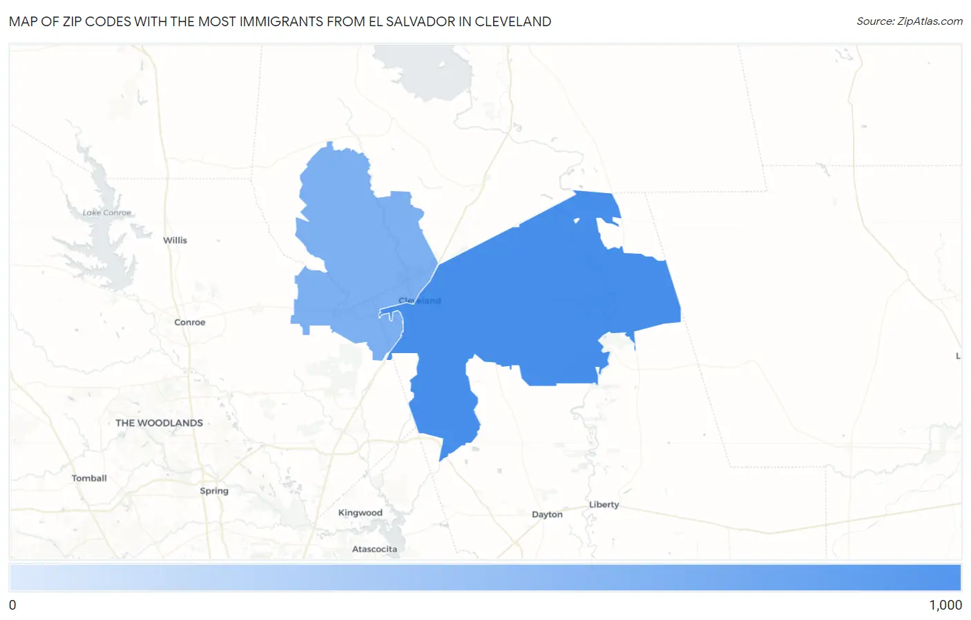 Zip Codes with the Most Immigrants from El Salvador in Cleveland Map
