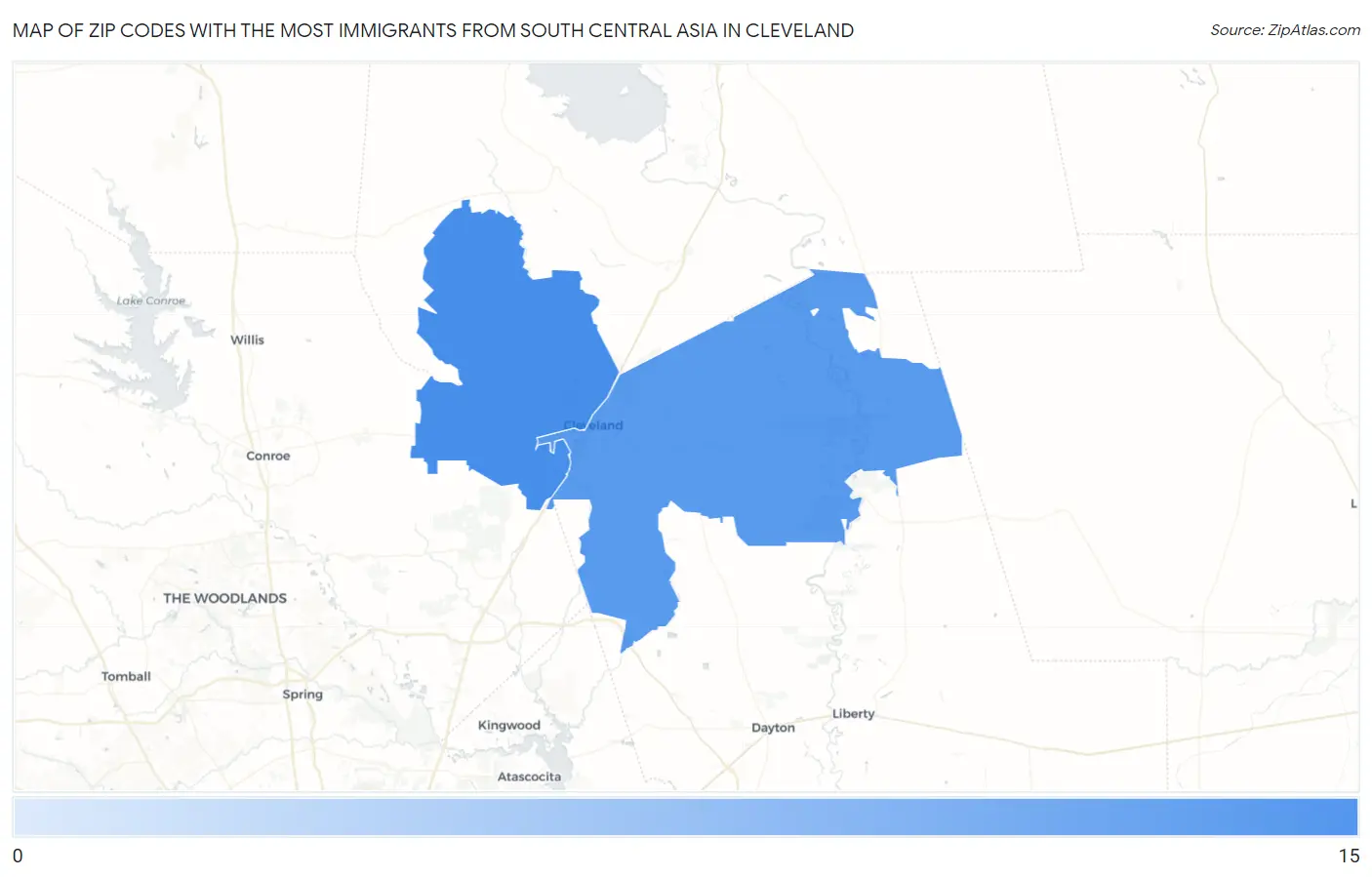 Zip Codes with the Most Immigrants from South Central Asia in Cleveland Map