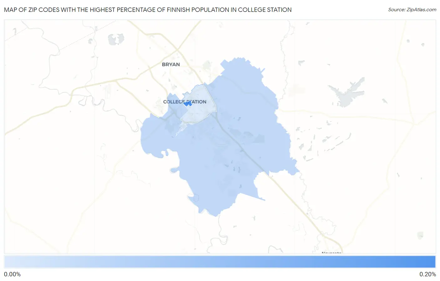 Zip Codes with the Highest Percentage of Finnish Population in College Station Map