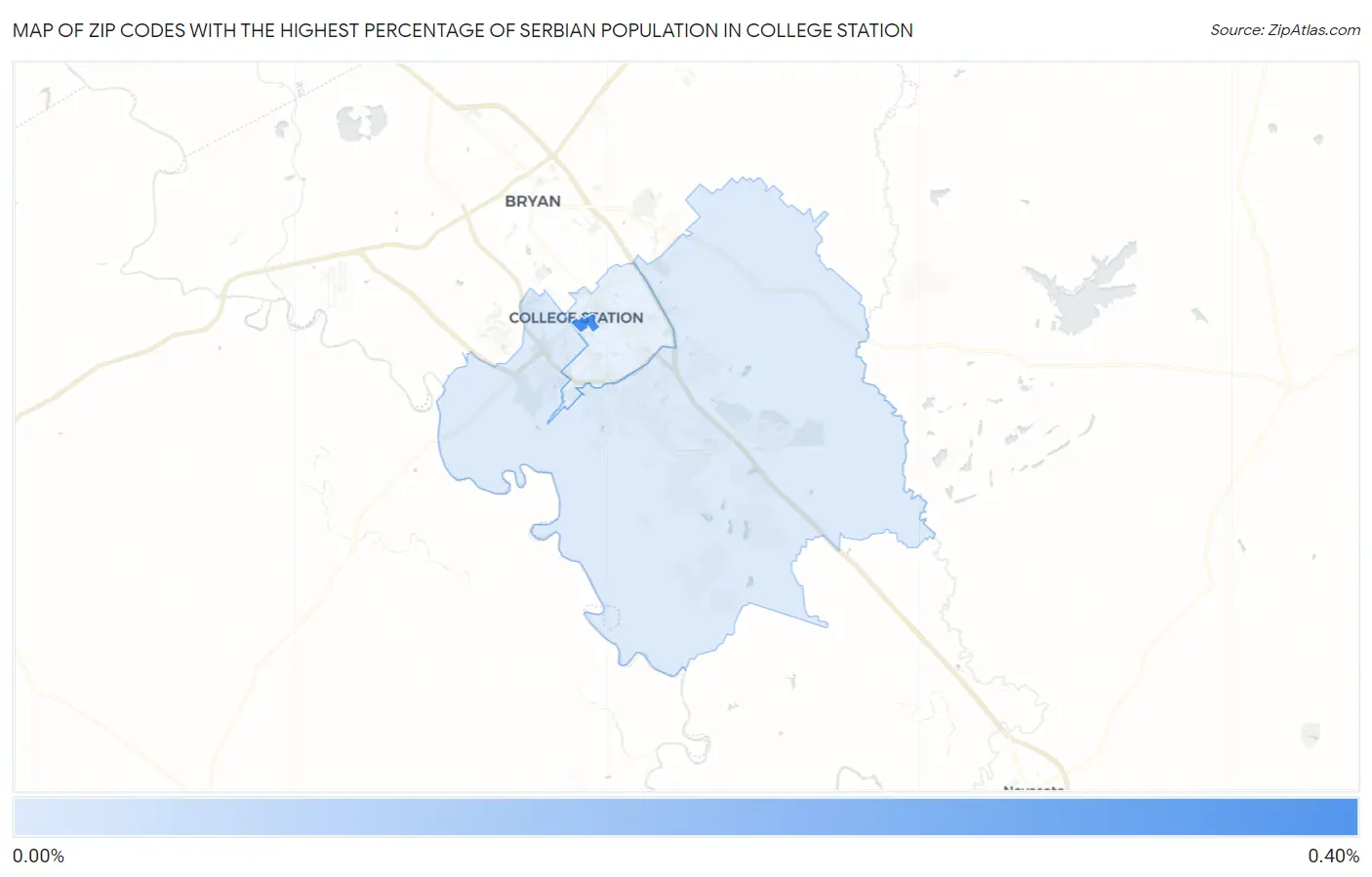 Zip Codes with the Highest Percentage of Serbian Population in College Station Map