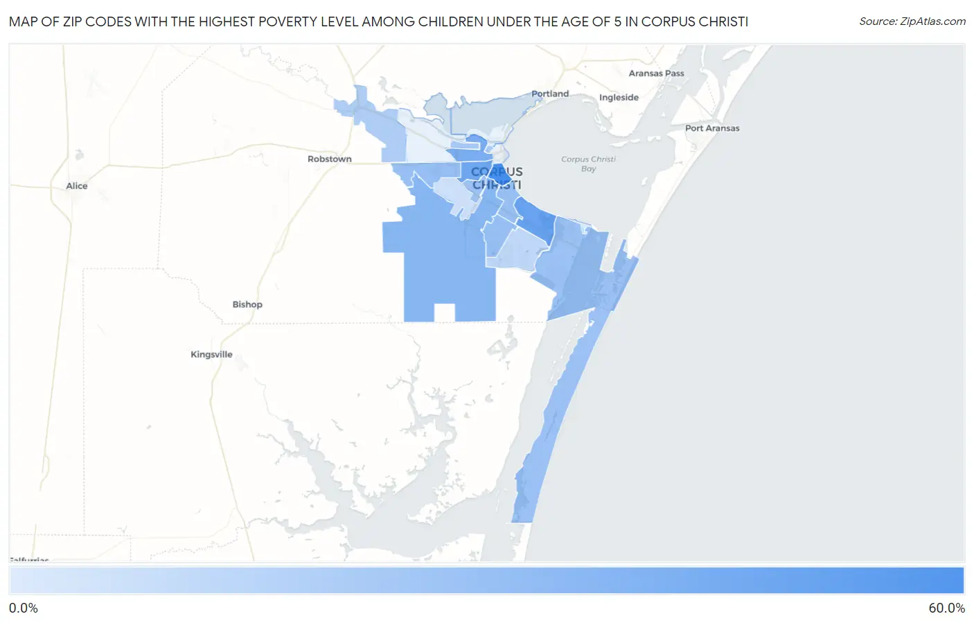 Zip Codes with the Highest Poverty Level Among Children Under the Age of 5 in Corpus Christi Map