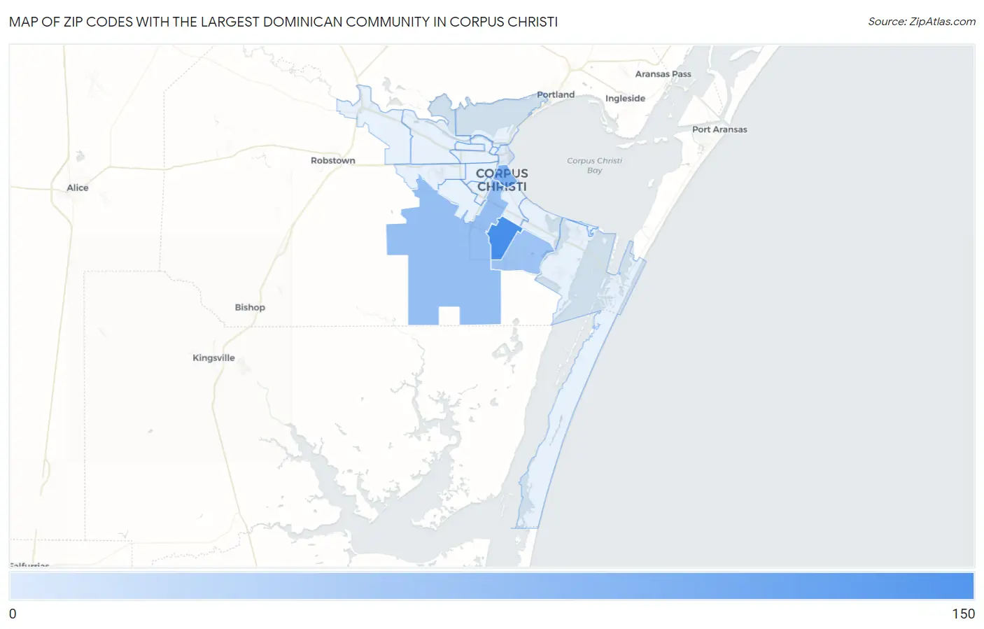Zip Codes with the Largest Dominican Community in Corpus Christi Map