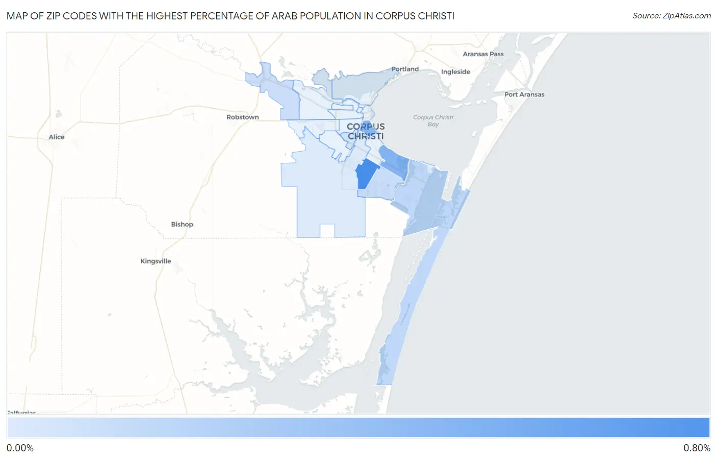 Zip Codes with the Highest Percentage of Arab Population in Corpus Christi Map