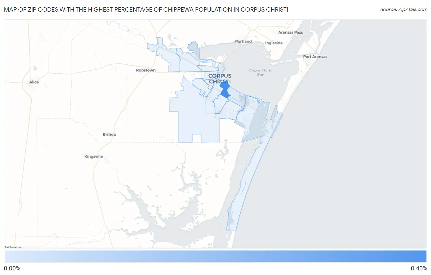 Zip Codes with the Highest Percentage of Chippewa Population in Corpus Christi Map