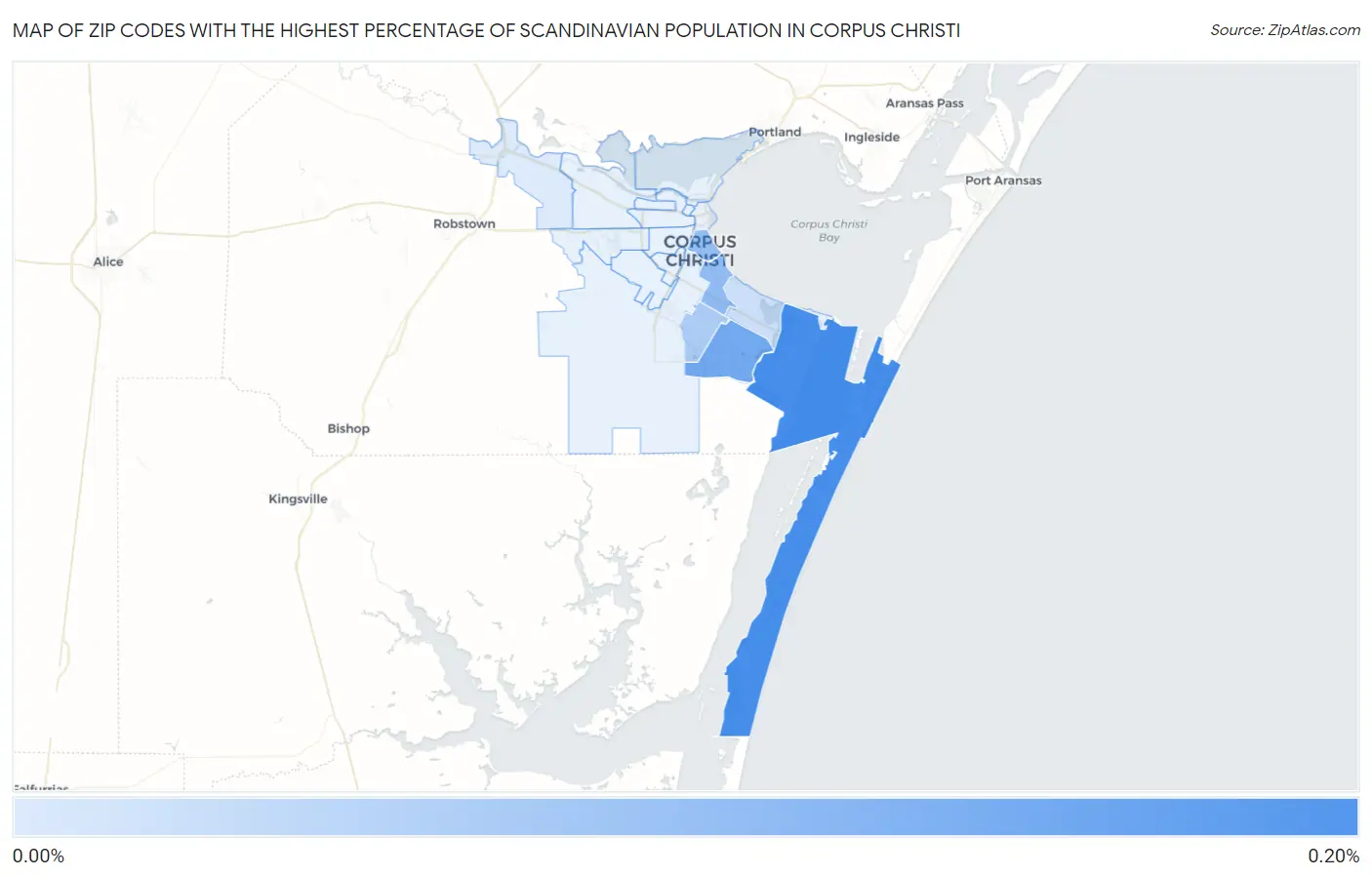 Zip Codes with the Highest Percentage of Scandinavian Population in Corpus Christi Map