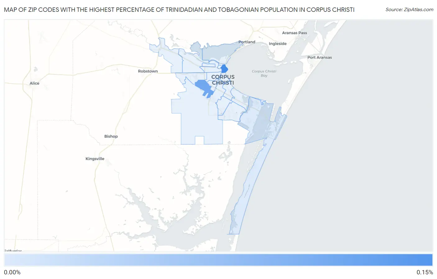 Zip Codes with the Highest Percentage of Trinidadian and Tobagonian Population in Corpus Christi Map