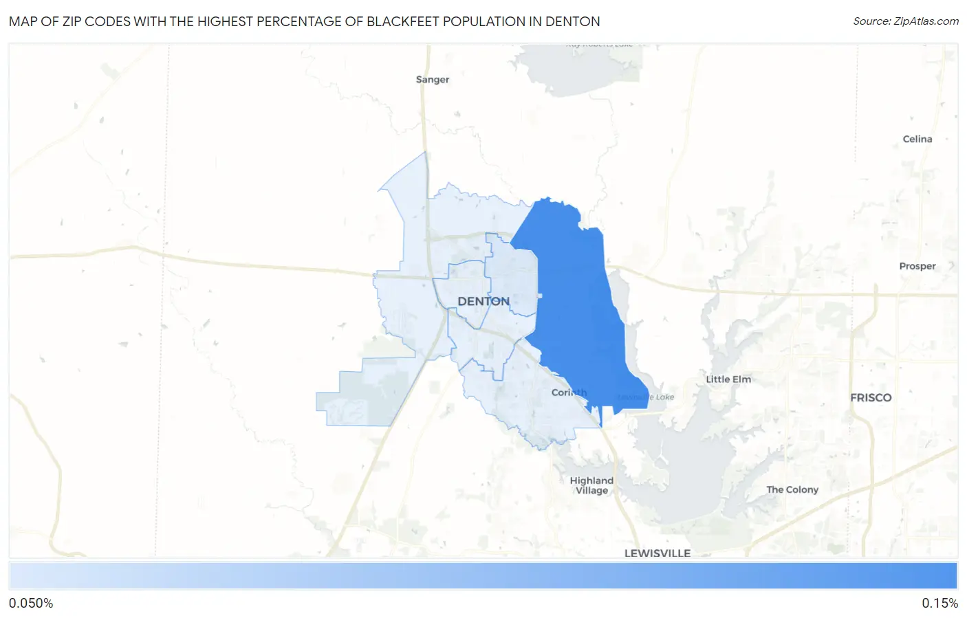Zip Codes with the Highest Percentage of Blackfeet Population in Denton Map