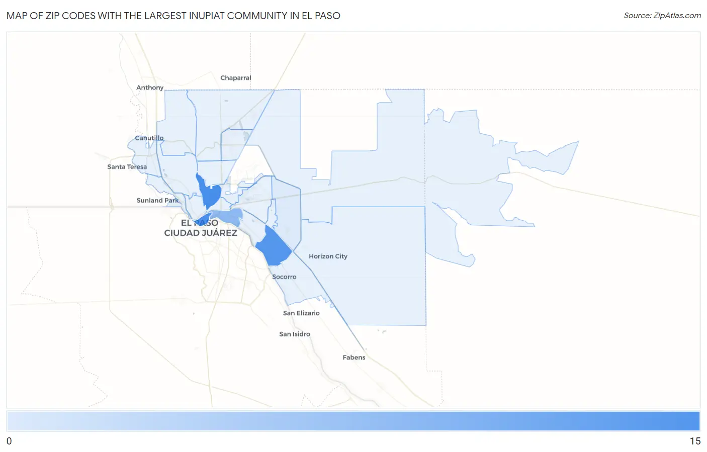 Zip Codes with the Largest Inupiat Community in El Paso Map