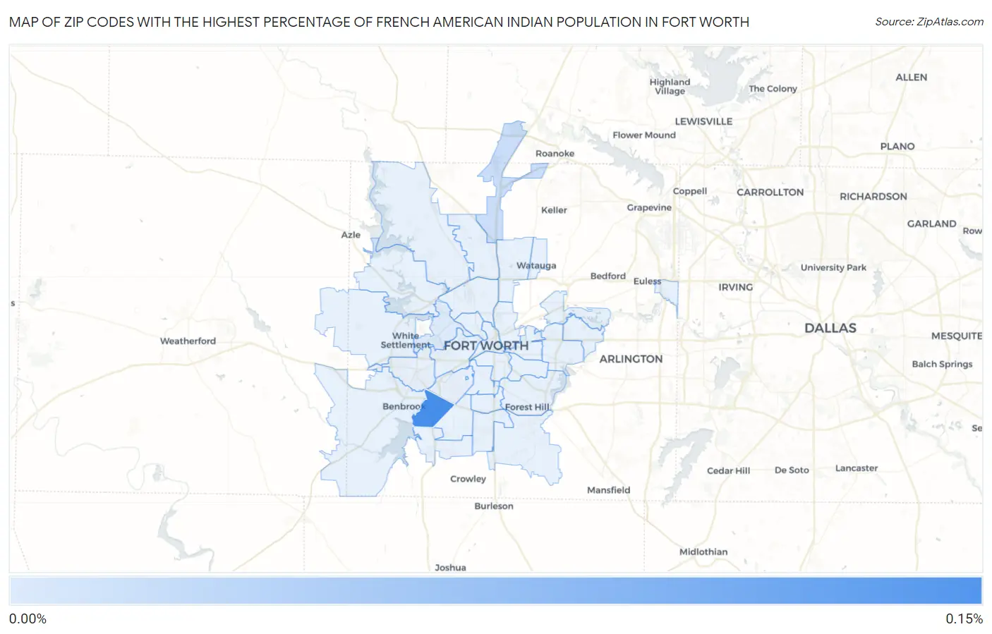 Zip Codes with the Highest Percentage of French American Indian Population in Fort Worth Map