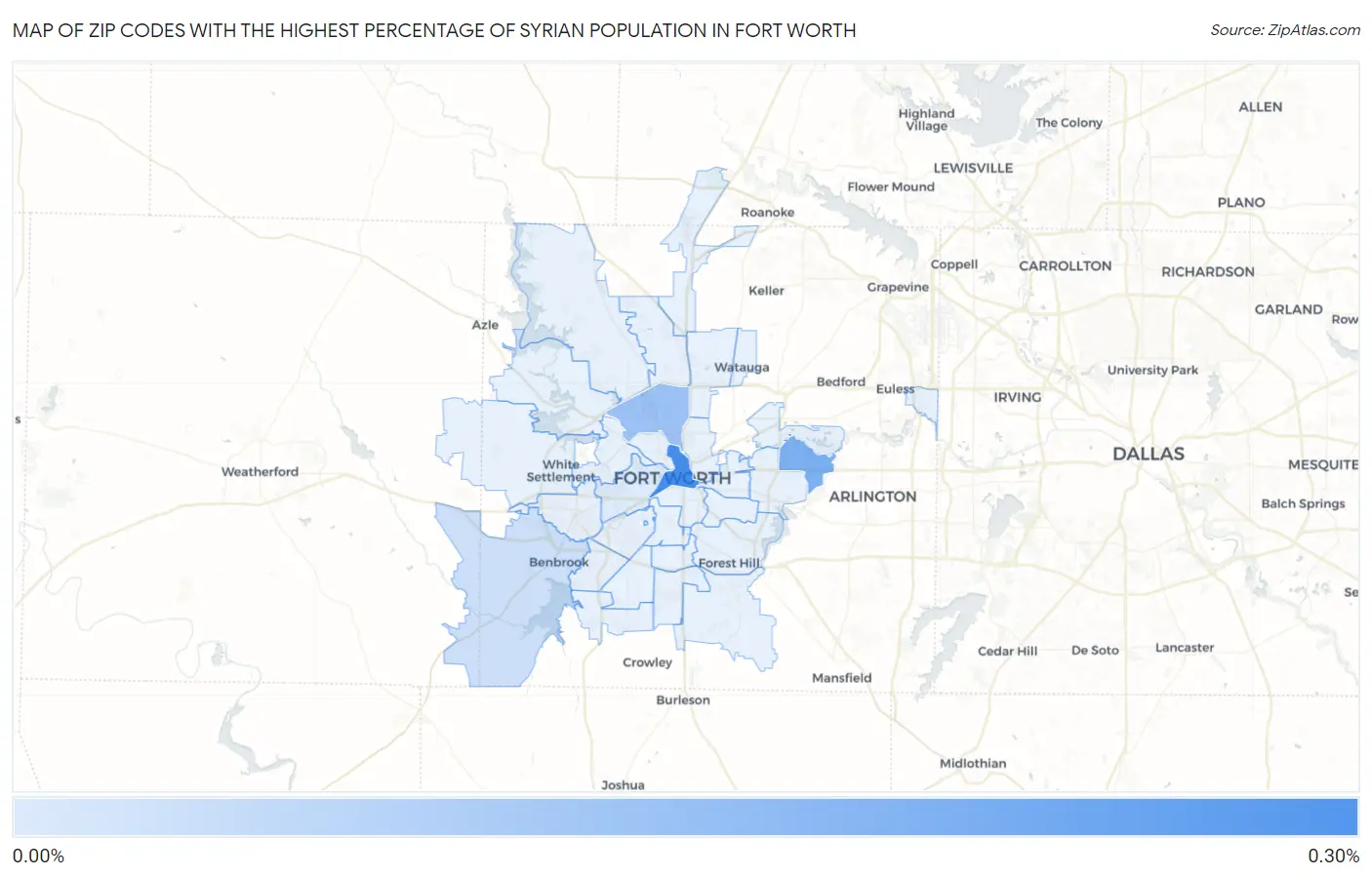 Zip Codes with the Highest Percentage of Syrian Population in Fort Worth Map