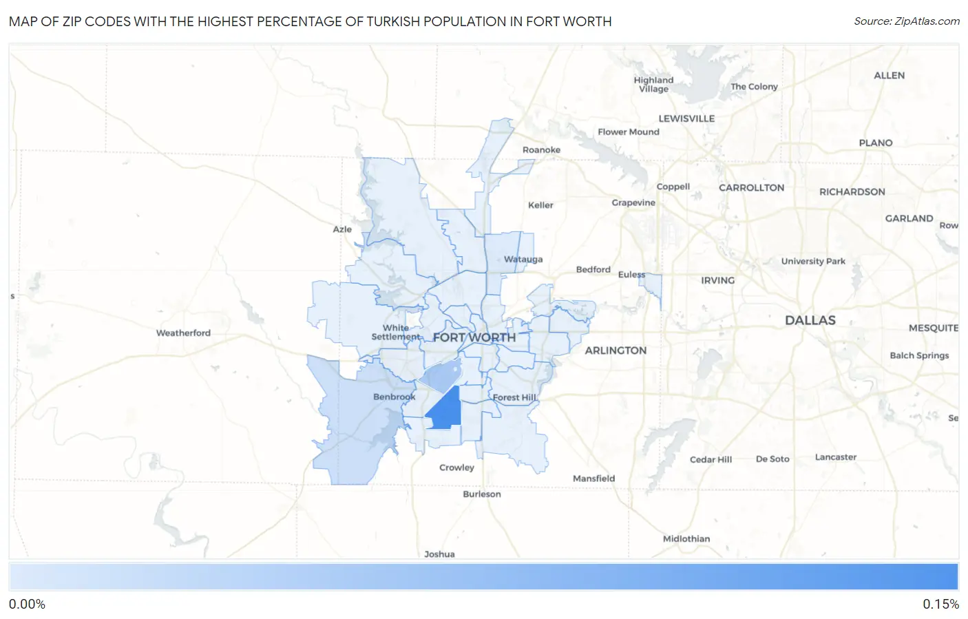 Zip Codes with the Highest Percentage of Turkish Population in Fort Worth Map