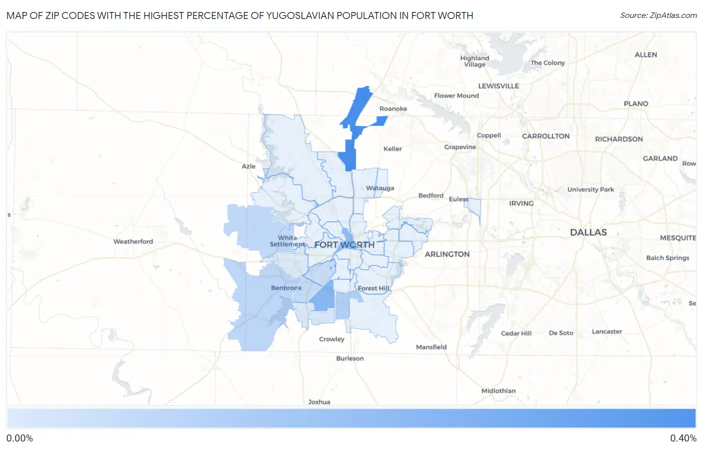 Zip Codes with the Highest Percentage of Yugoslavian Population in Fort Worth Map