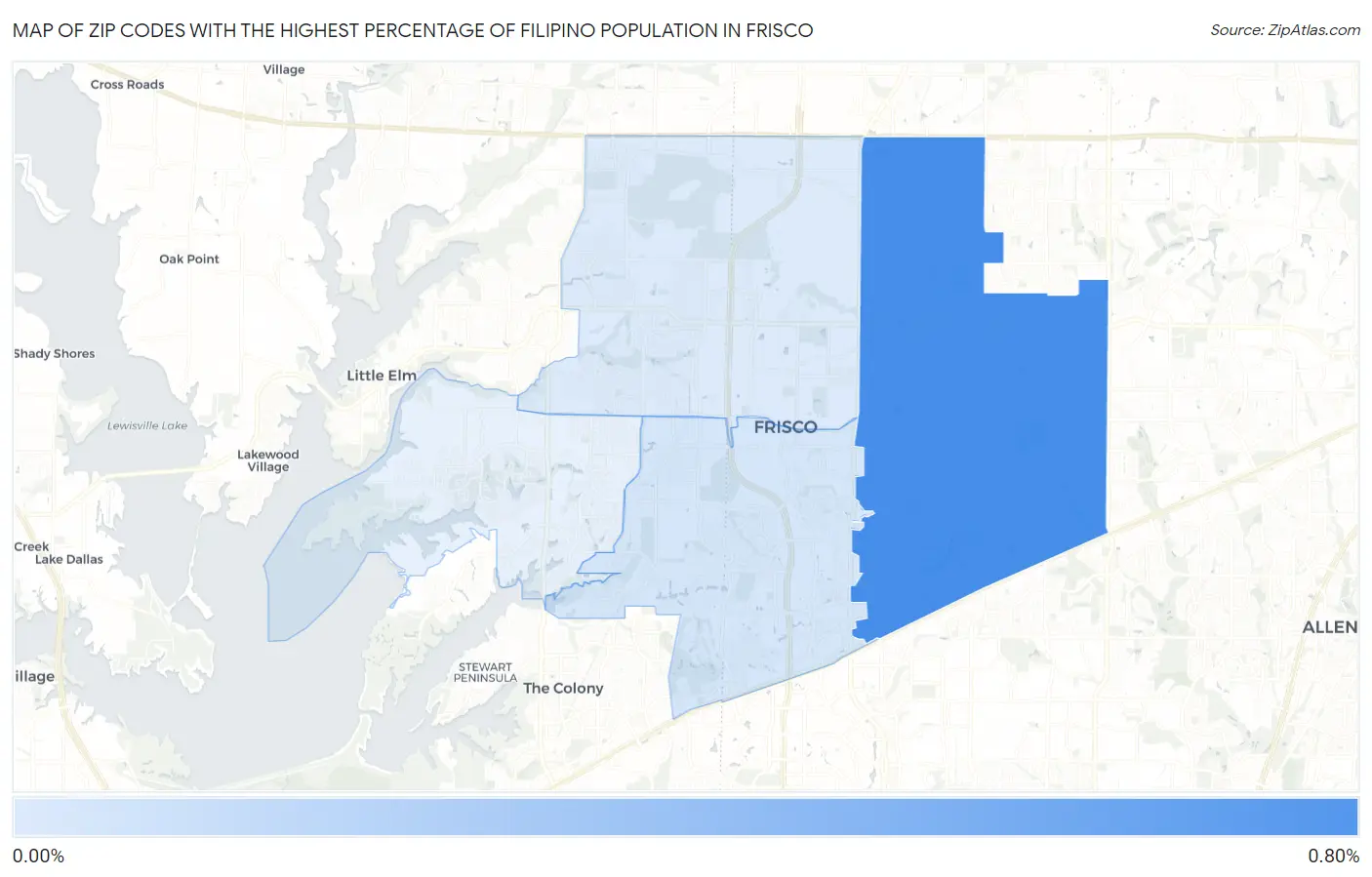 Zip Codes with the Highest Percentage of Filipino Population in Frisco Map
