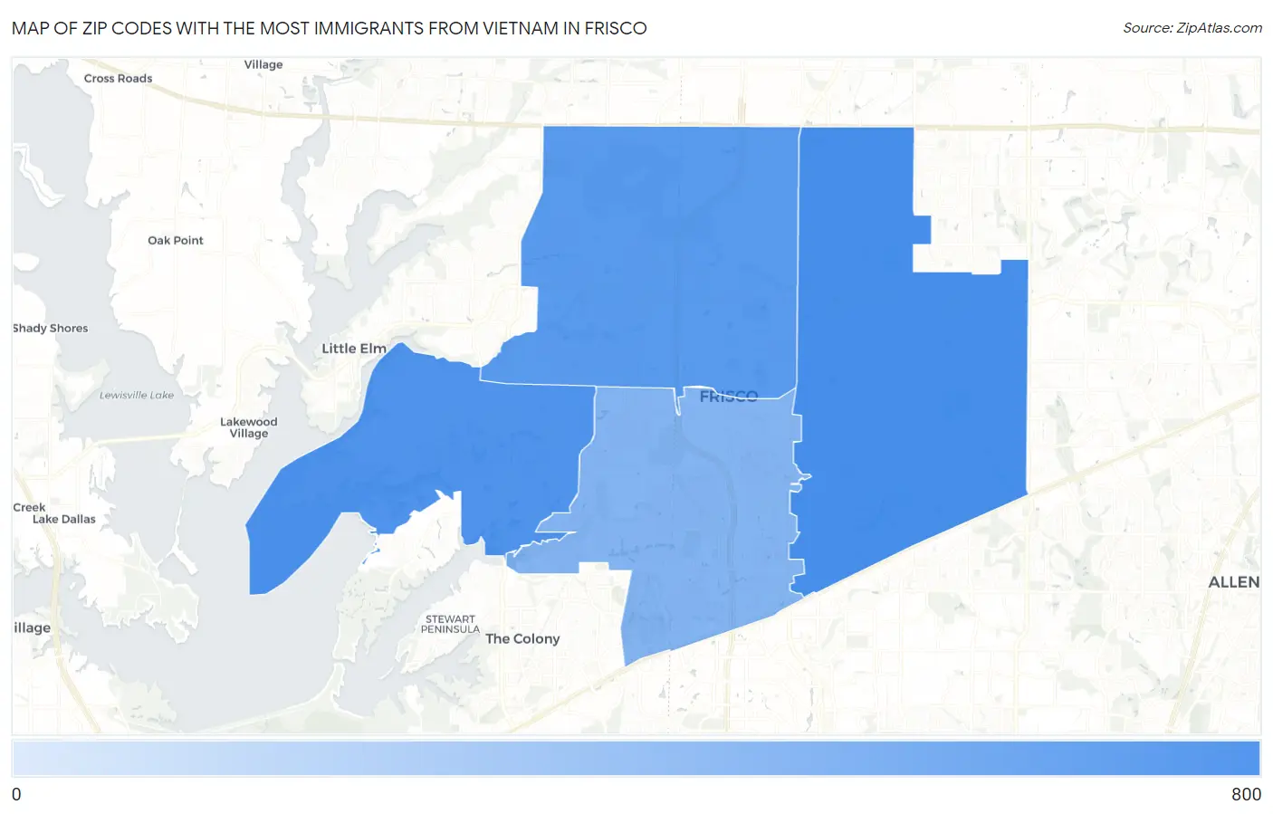 Zip Codes with the Most Immigrants from Vietnam in Frisco Map