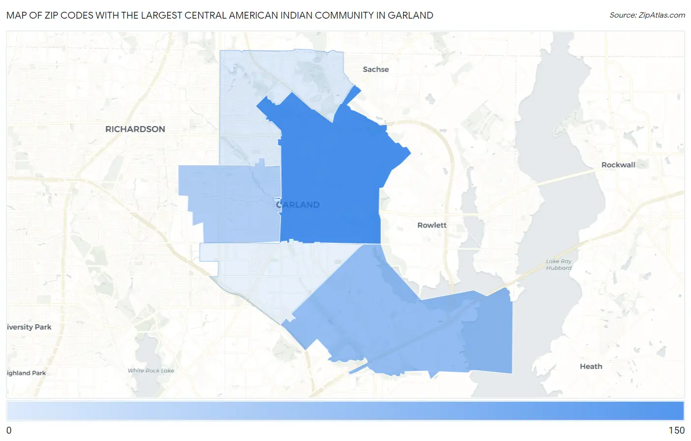 Zip Codes with the Largest Central American Indian Community in Garland Map