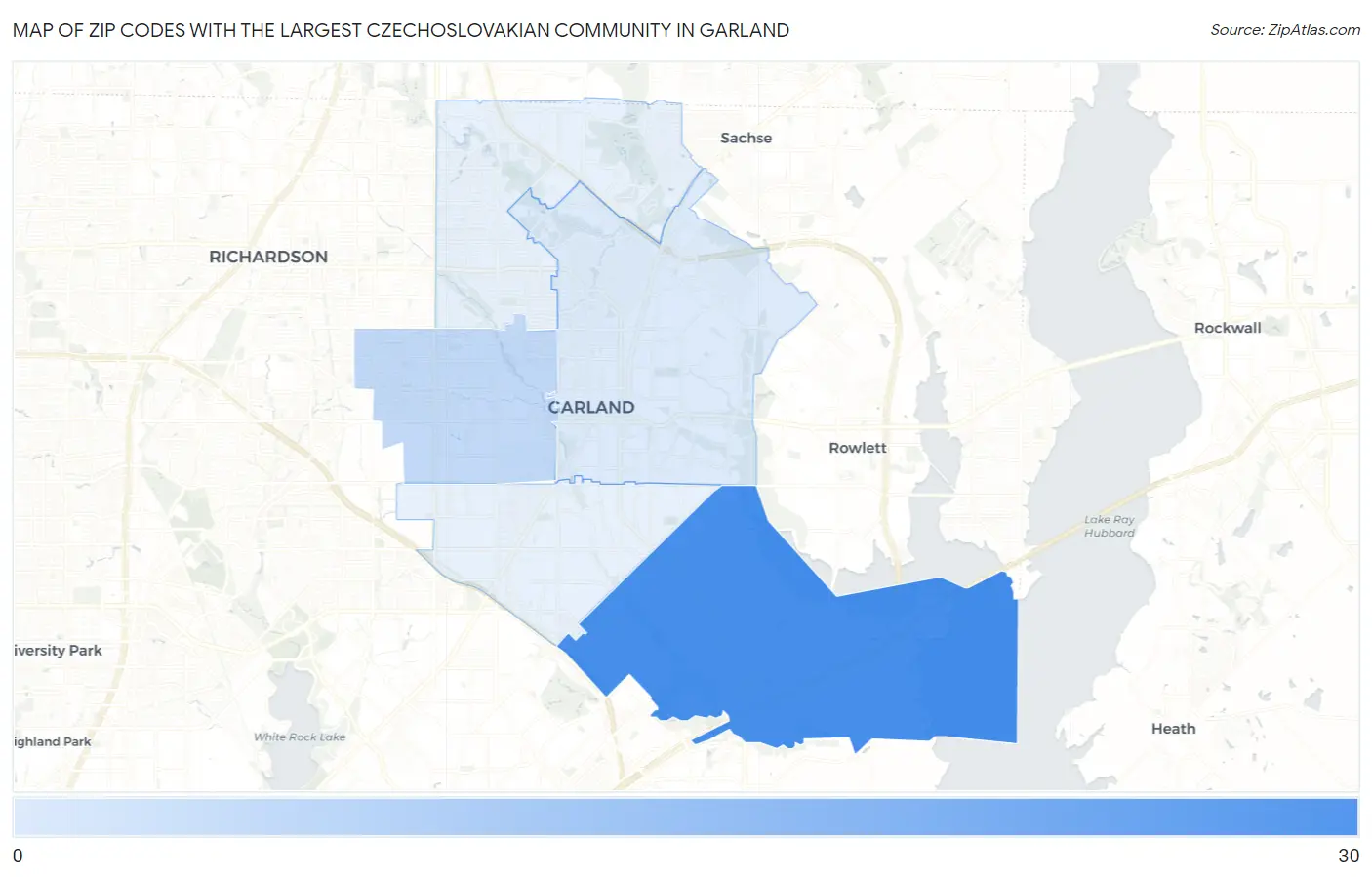 Zip Codes with the Largest Czechoslovakian Community in Garland Map