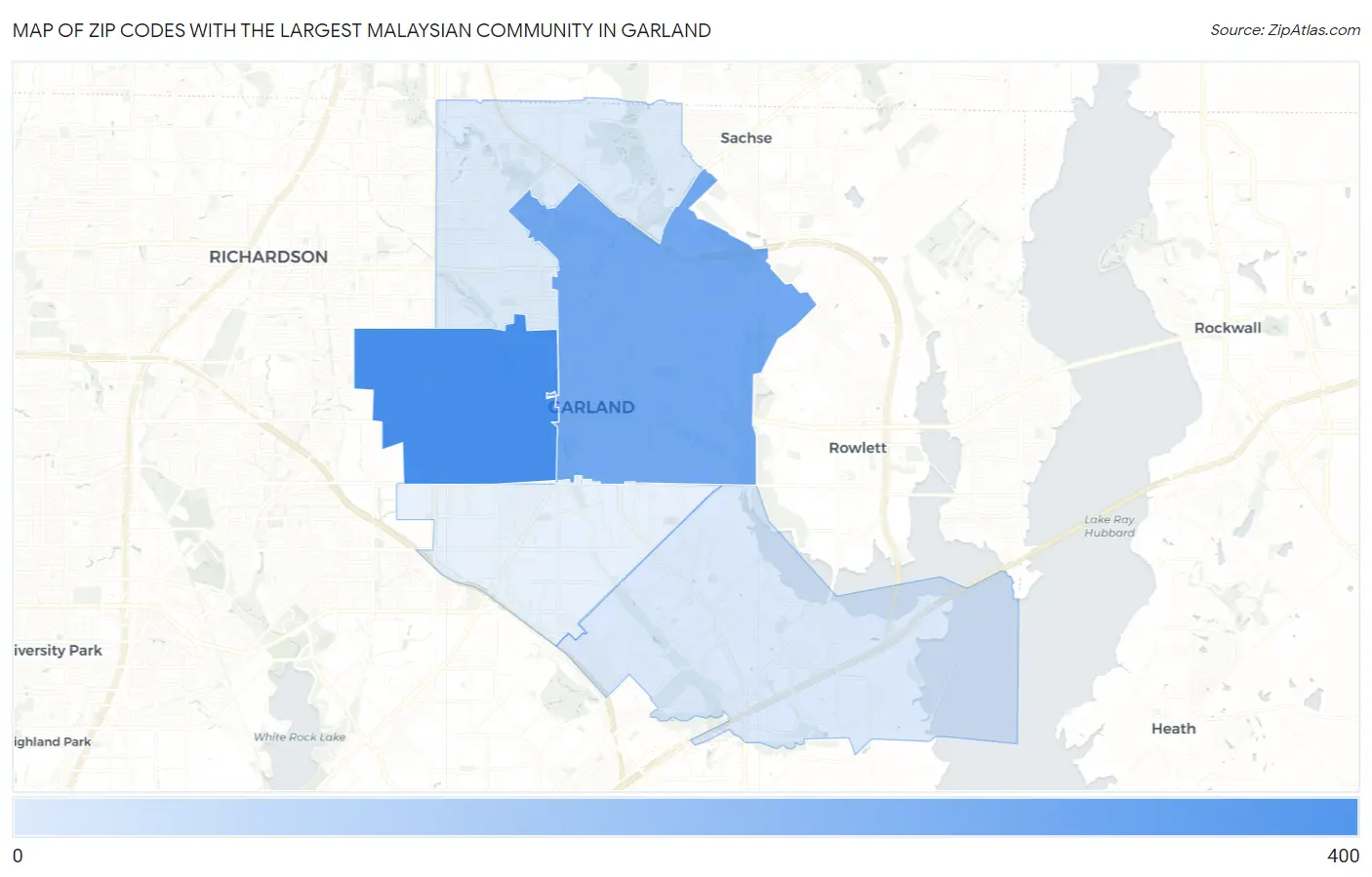 Zip Codes with the Largest Malaysian Community in Garland Map