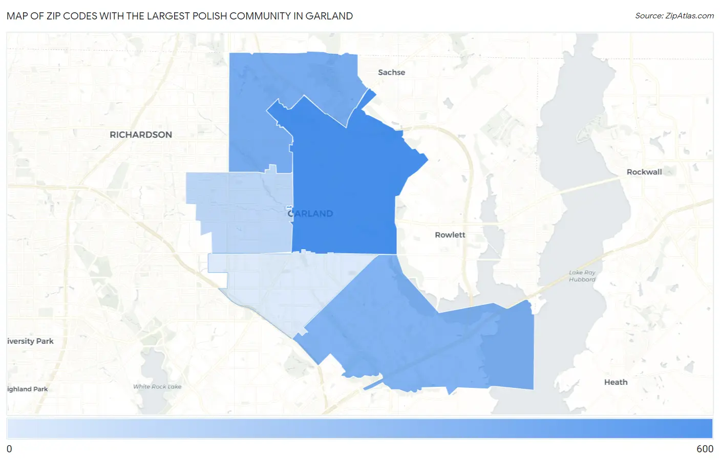 Zip Codes with the Largest Polish Community in Garland Map