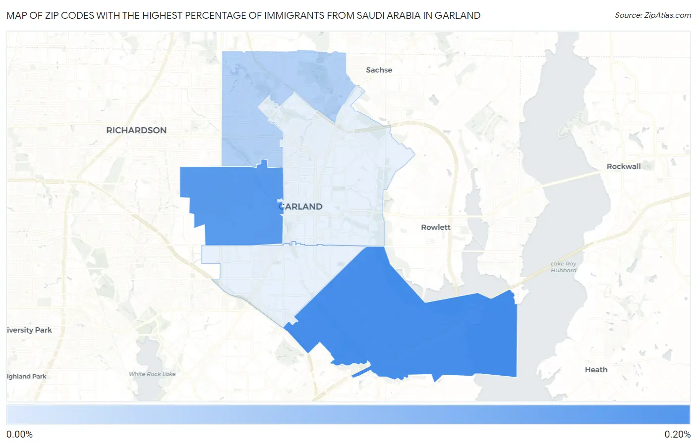 Zip Codes with the Highest Percentage of Immigrants from Saudi Arabia in Garland Map