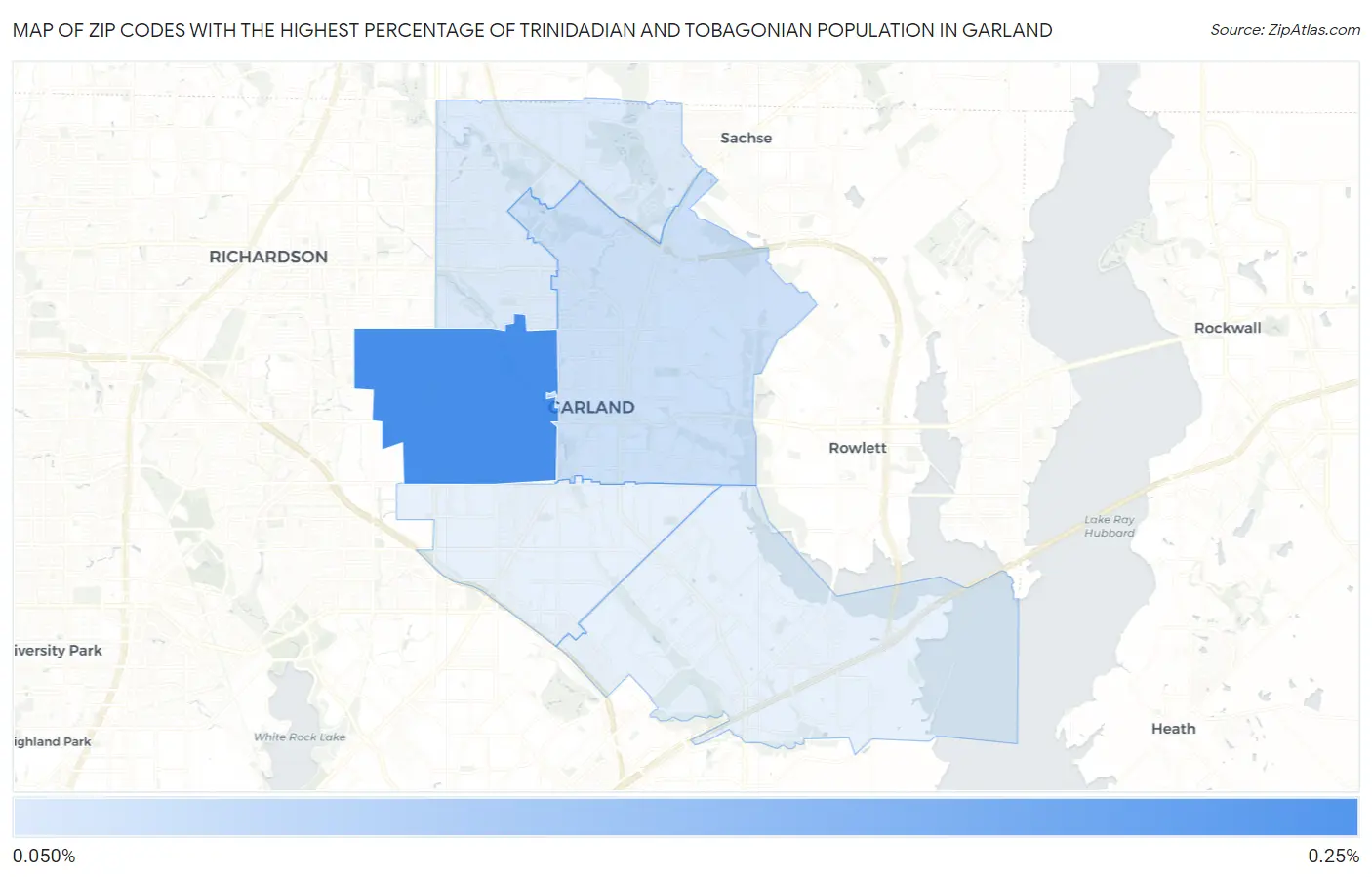 Zip Codes with the Highest Percentage of Trinidadian and Tobagonian Population in Garland Map