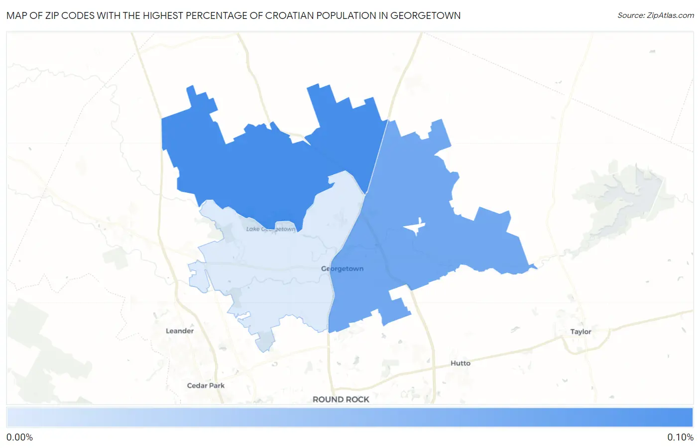 Zip Codes with the Highest Percentage of Croatian Population in Georgetown Map