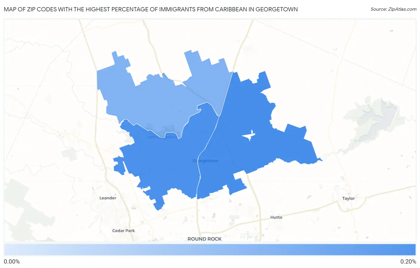 Zip Codes with the Highest Percentage of Immigrants from Caribbean in Georgetown Map