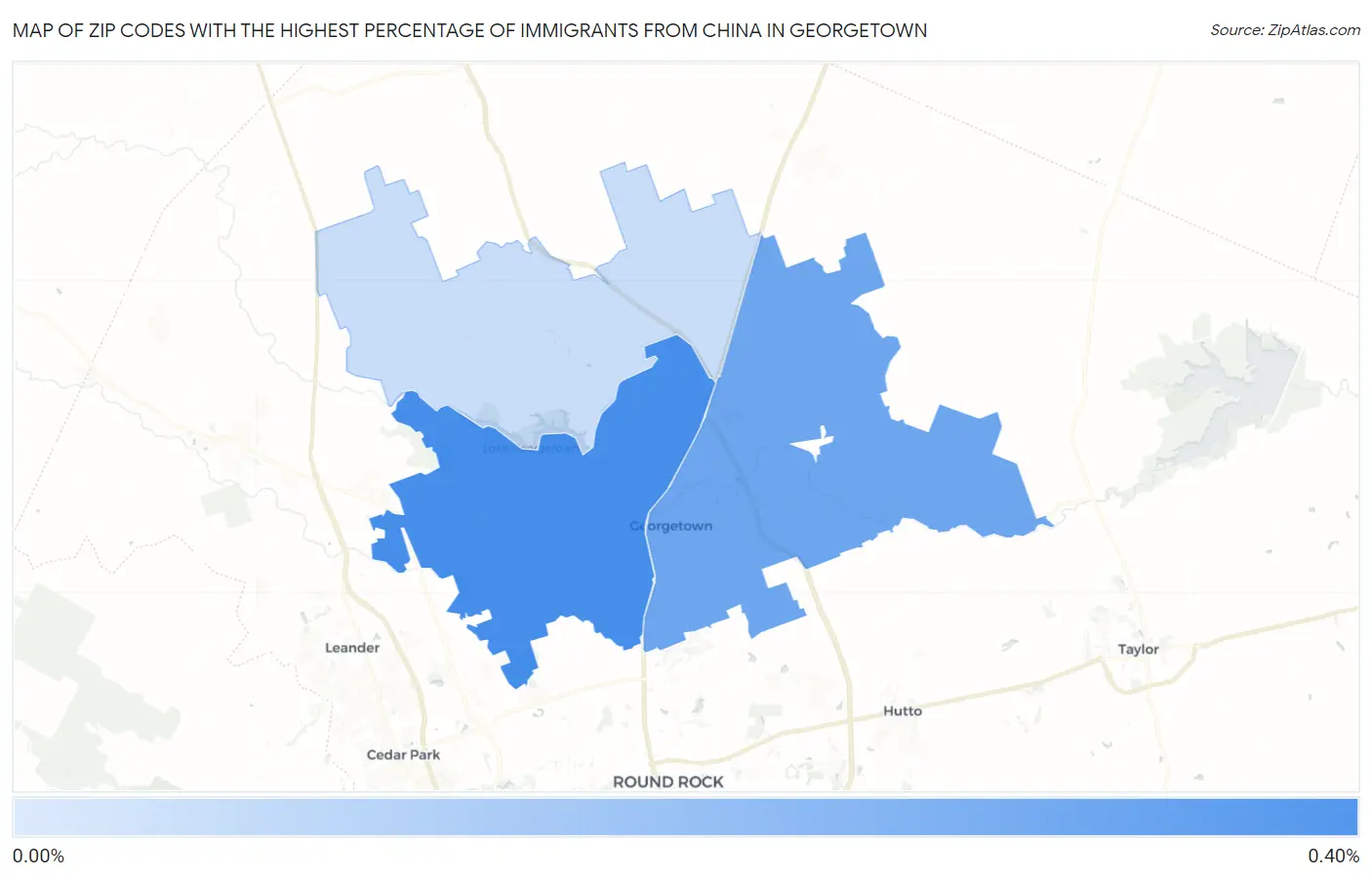 Zip Codes with the Highest Percentage of Immigrants from China in Georgetown Map