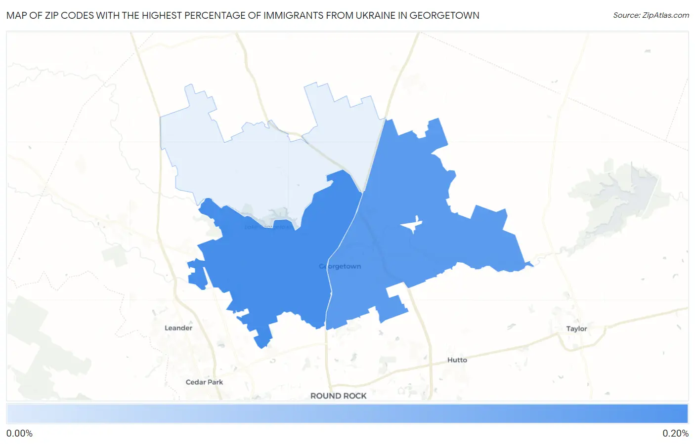 Zip Codes with the Highest Percentage of Immigrants from Ukraine in Georgetown Map