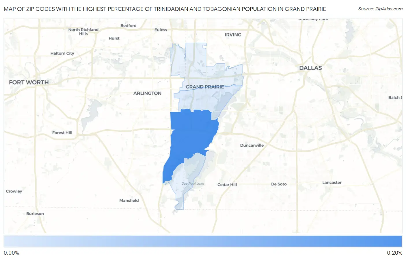 Zip Codes with the Highest Percentage of Trinidadian and Tobagonian Population in Grand Prairie Map