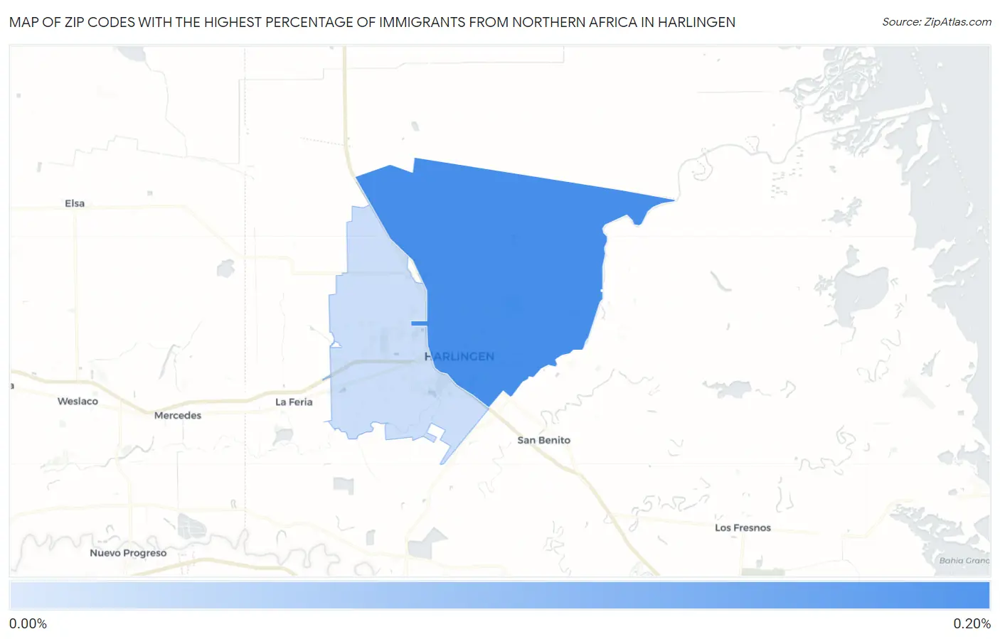 Zip Codes with the Highest Percentage of Immigrants from Northern Africa in Harlingen Map