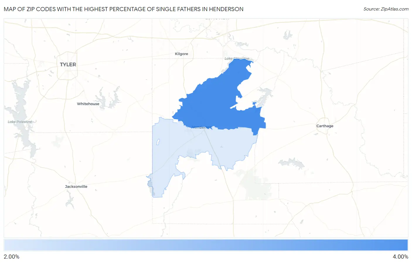 Zip Codes with the Highest Percentage of Single Fathers in Henderson Map