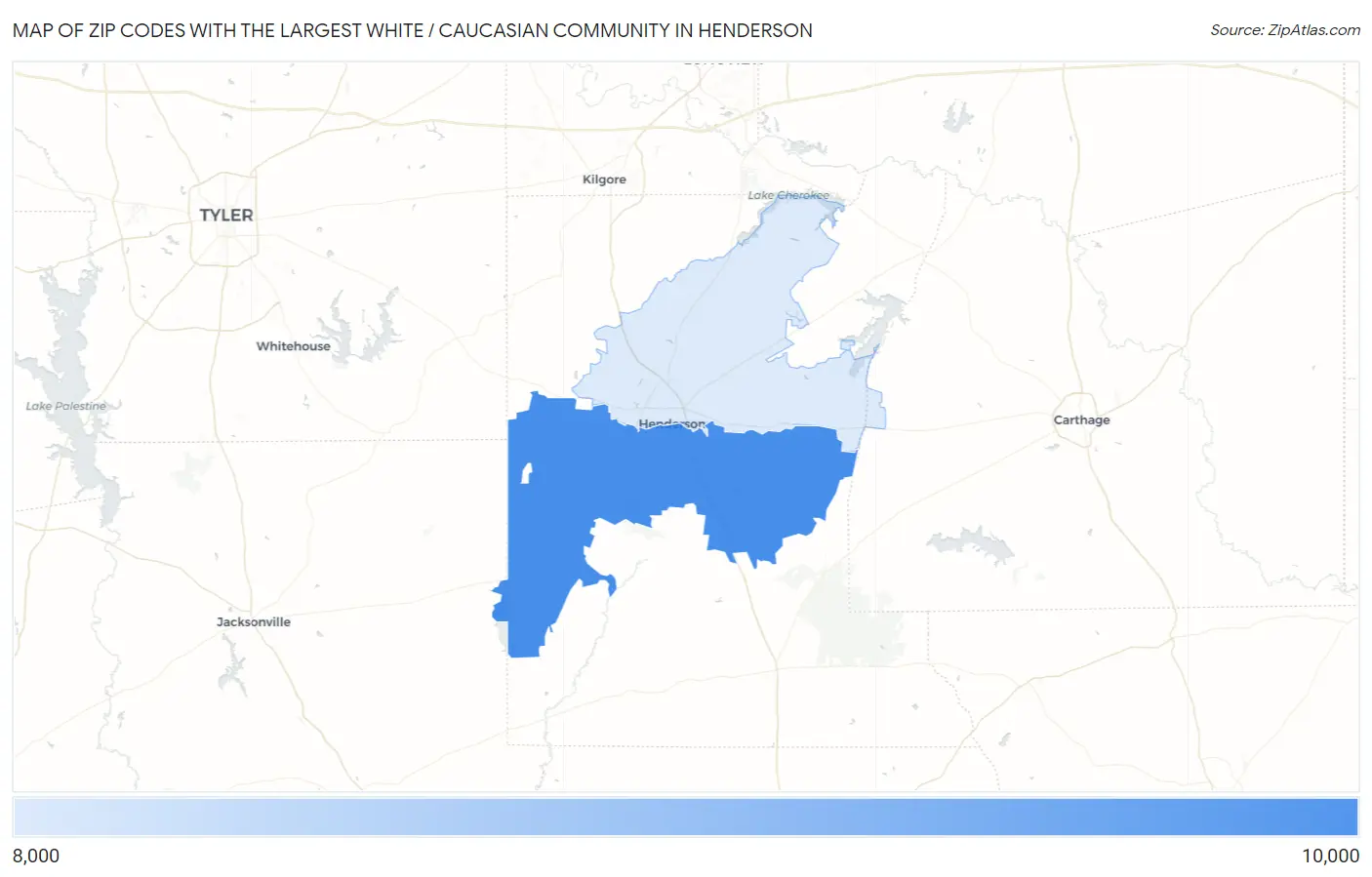 Zip Codes with the Largest White / Caucasian Community in Henderson Map